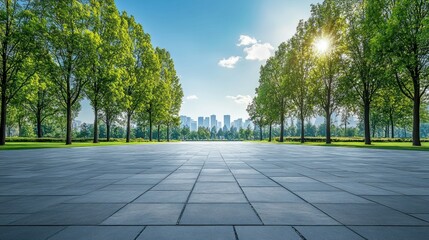 Urban park paved walkway