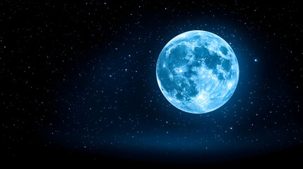Blue moon in a starry night sky