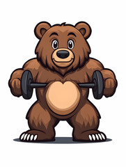Fototapeta premium Cartoon bear lifting weights
