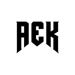 AEK letter logo design for technology company. AEK logo design black and white color combination. AEK logo, AEK vector, AEK design, AEK icon, AEK alphabet. AEK typography logo design.