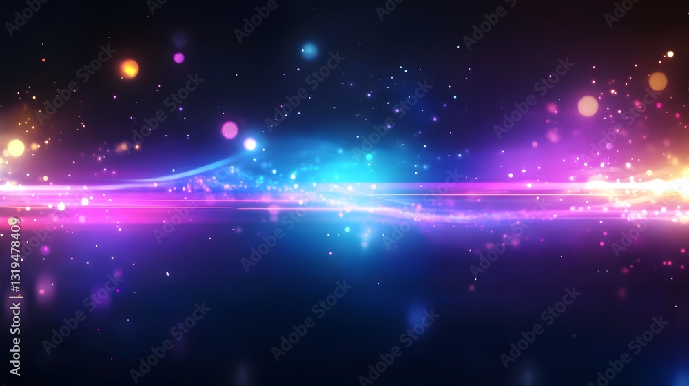Poster an abstract display features various illuminated colors with sparkles