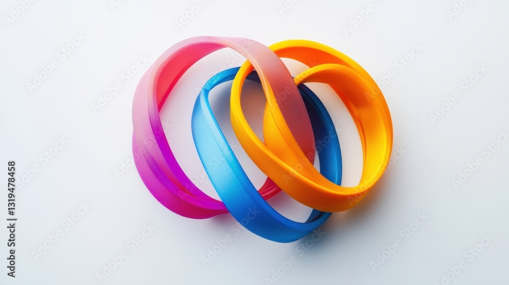 Aufkleber colorful fitness bands create dynamic composition in minimalist design showcasing balance and precis