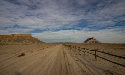 Lonely Desert Road In The Factory Butte Recreation Area In Utah