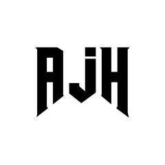 AJH letter logo design for technology company. AJH logo design black and white color combination. AJH logo, AJH vector, AJH design, AJH icon, AJH alphabet. AJH typography logo design.