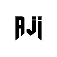AJI letter logo design for technology company. AJI logo design black and white color combination. AJI logo, AJI vector, AJI design, AJI icon, AJI alphabet. AJI typography logo design.