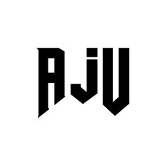 AJU letter logo design for technology company. AJU logo design black and white color combination. AJU logo, AJU vector, AJU design, AJU icon, AJU alphabet. AJU typography logo design.