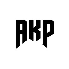 AKP letter logo design for technology company. AKP logo design black and white color combination. AKP logo, AKP vector, AKP design, AKP icon, AKP alphabet. AKP typography logo design.