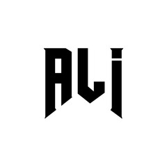 ALI letter logo design for technology company. ALI logo design black and white color combination. ALI logo, ALI vector, ALI design, ALI icon, ALI alphabet. ALI typography logo design.