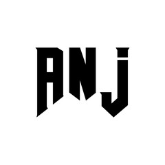 ANJ letter logo design for technology company. ANJ logo design black and white color combination. ANJ logo, ANJ vector, ANJ design, ANJ icon, ANJ alphabet. ANJ typography logo design.