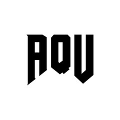 AQU letter logo design for technology company. AQU logo design black and white color combination. AQU logo, AQU vector, AQU design, AQU icon, AQU alphabet. AQU typography logo design.