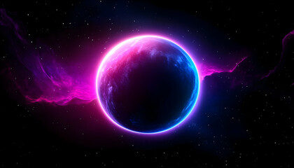 Fototapeta premium Colorful alien planet in deep space