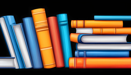 Colorful books stacked in a row