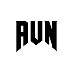 AUN letter logo design for technology company. AUN logo design black and white color combination. AUN logo, AUN vector, AUN design, AUN icon, AUN alphabet. AUN typography logo design.