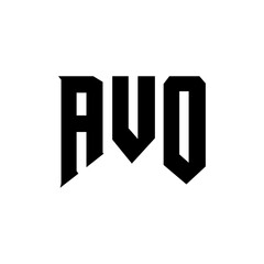 AVO letter logo design for technology company. AVO logo design black and white color combination. AVO logo, AVO vector, AVO design, AVO icon, AVO alphabet. AVO typography logo design.