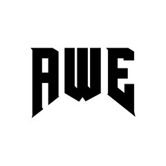 AWE letter logo design for technology company. AWE logo design black and white color combination. AWE logo, AWE vector, AWE design, AWE icon, AWE alphabet. AWE typography logo design.