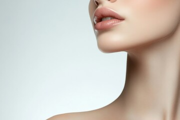 Fototapeta premium Elegant Skincare Banner Showcasing the Delicate Beauty of a White Woman's Collarbone and Shoulders