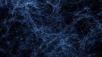 Abstract Blue Glowing Particle Lines Network Dark Background