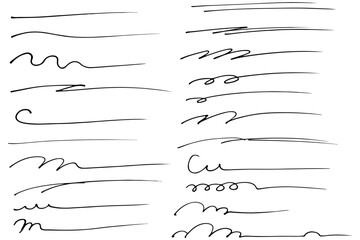 手描きの文字の下の線　アンダーラインセット　ベクター