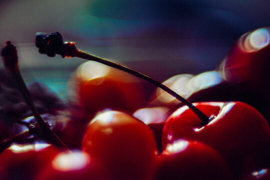 Close-up of a stack of fresh cherries