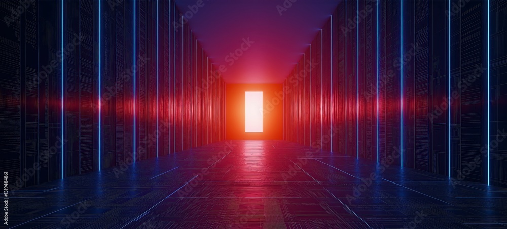 Poster 3d illustration of ai driven data analytics dash with colorful light effects and futuristic environm