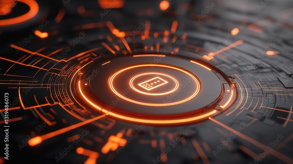 Poster 3d illustration of ai powered threat intelligence system with glowing circuit patterns