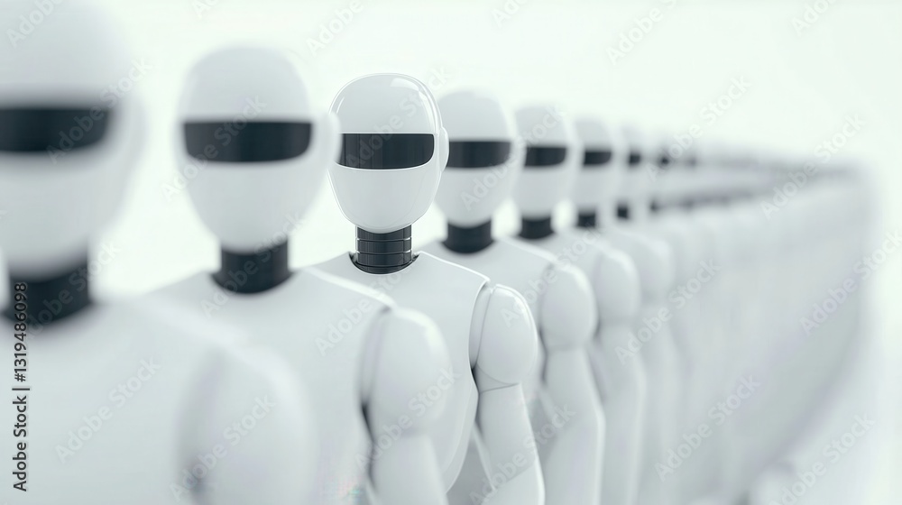 Poster 3d illustration of ai powered robots automating tasks in a modern, futuristic environment
