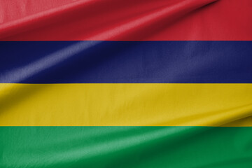 Mauritius National Flag Waving in the Wind