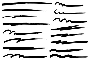 手描きの文字の下の線　アンダーラインセット　ベクター