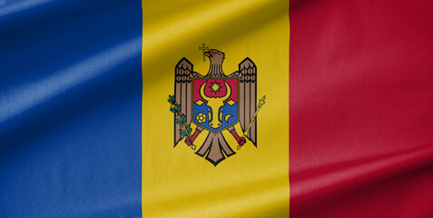 Moldova National Flag Waving in the Wind