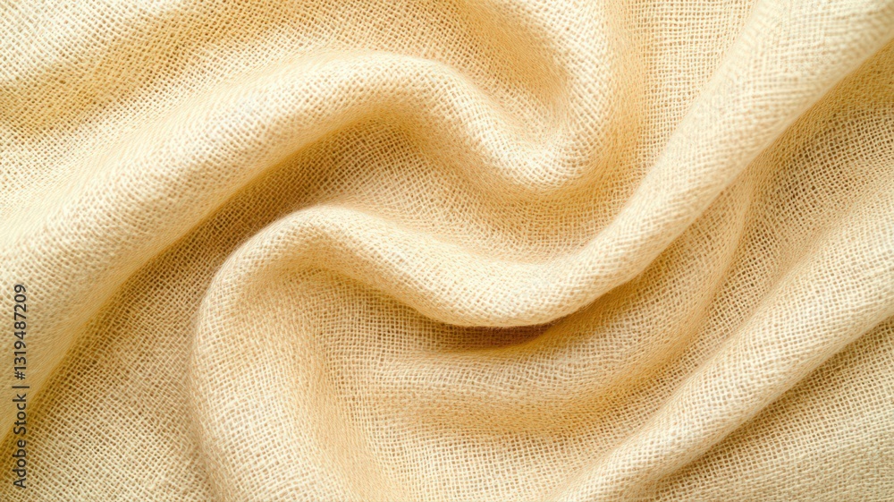 Poster creamy yellow fabric texture with subtle pattern and soft folds