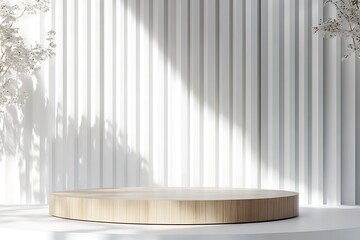 Obraz premium Modern White and Stone Podium Display Platforms for Elegant Product Presentation