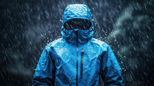 Waterproof jacket in downpour