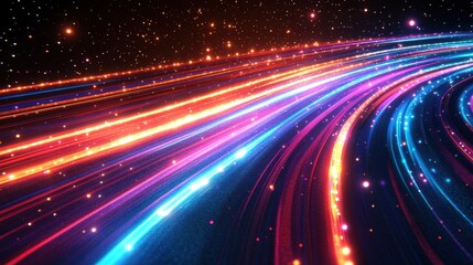 Fototapeta premium Dynamic light streaks abstract art digital graphics vibrant bokeh effect understated elegance