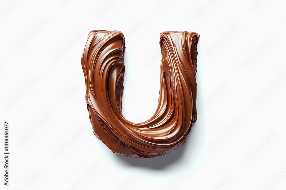 Fototapete letter u designed with flowing cocoa texture isolated on white background