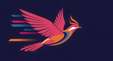 Obraz premium Bird Flying Illustration with Speed Lines on Dark Background Design
