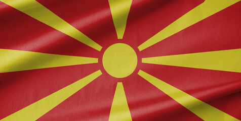 North Macedonia National Flag Waving in the Wind