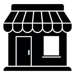 Bold Black Silhouette Vector Icon of a Storefront – Retail & Shopping Symbo