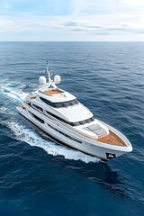 Luxurious yacht gliding across the ocean