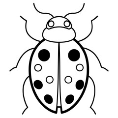 Minimalist Ladybug Vector Line Art