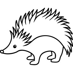 One-Line Echidna Simple Vector Art