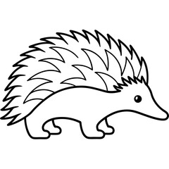 One-Line Echidna Simple Vector Art