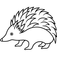 One-Line Echidna Simple Vector Art