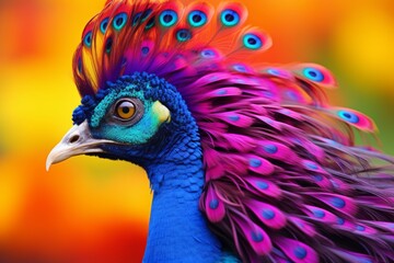 Fototapeta premium Captivating close up of a colorful bird in its natural habitat, showcasing feathers and eyes