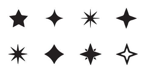 Black star vector. stars icon. Sparkle symbol collection set. Bright sparkle, star sparkle, shiny flash star. Vector illustration eps 10