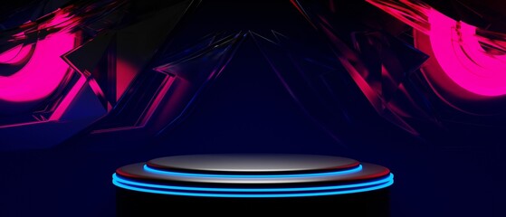 3d illustration rendering of y2k 2000s gamer technology futuristic fantasy metaverse cyberpunk sci-fi display podium abstract background © issaronow