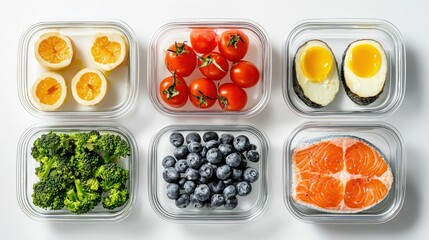 Breakfast meal prep tips organizing healthy containers in a bright kitchen with natural light overhead angle for meal prep enthusiasts