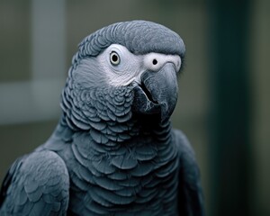 Obraz premium Isolated Gray Parrot Jaco on a Clean White Canvas: A Charming Winged Companion with a Playful Beak