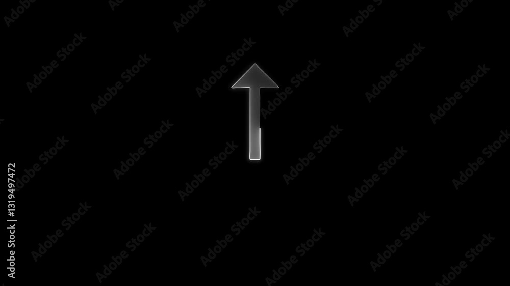 Aufkleber up arrow animation. image of an arrow rising upward.directing up arrow animation on black background