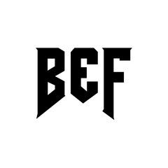 Obraz premium BEF letter logo design for technology company. BEF logo design black and white color combination. BEF logo, BEF vector, BEF design, BEF icon, BEF alphabet. BEF typography logo design.
