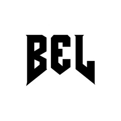 BEL letter logo design for technology company. BEL logo design black and white color combination. BEL logo, BEL vector, BEL design, BEL icon, BEL alphabet. BEL typography logo design.